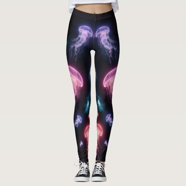 Leggings de vida marinha a cores vibrantes (Frente)