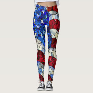 Leggings de vidro manchadas pela bandeira american