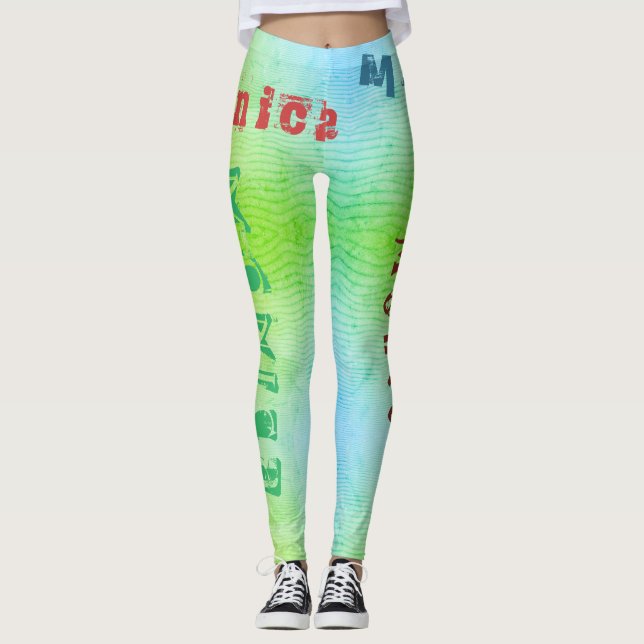 Leggings de Workout de Areia de Deserto de Nome Pe (Frente)
