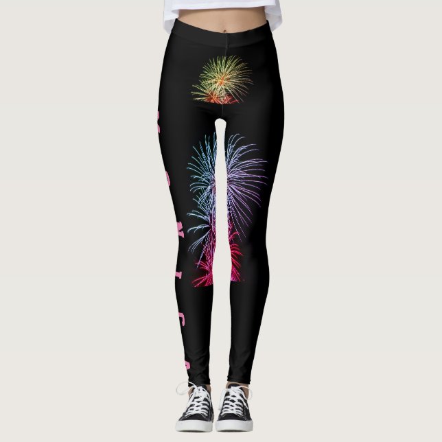Leggings de Workout de Nomes de Repetição Personal (Frente)