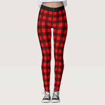 Leggings de Xadrez de Buffalo Vermelho e Preto