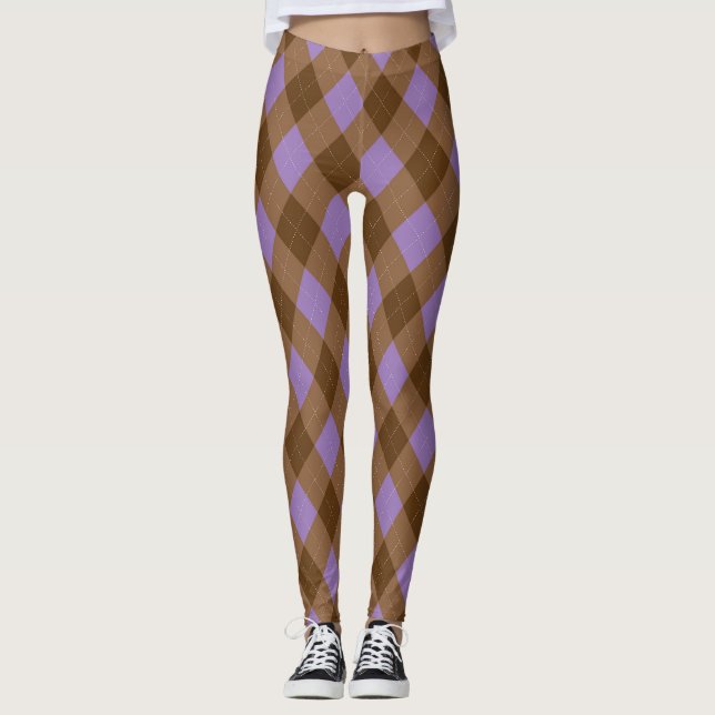 Leggings de Xadrez do Estilo Argyle (Frente)