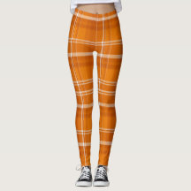 Leggings de Xadrez laranja perfeitas para queda de