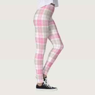 Leggings de Xadrez rosa e Cinza