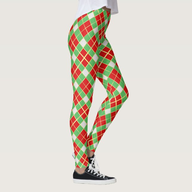 Leggings de Xadrez Vermelha e Verde de Natal Negri (Direita)