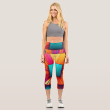 Leggings de Yoga com Gráfico Abstrato Vibrante
