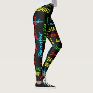Leggings de Yoga com nome repetitivo em burlap pre