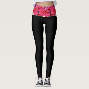 Leggings de yoga de plumeria rosa havaiana