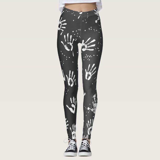 Leggings de Yoga Gradientes Brancos Pretos (Frente)