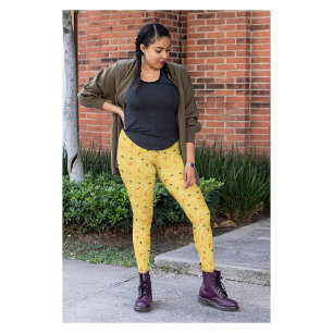 Leggings de Yoga-Mulher de Trabalho Amarelo-Bonito