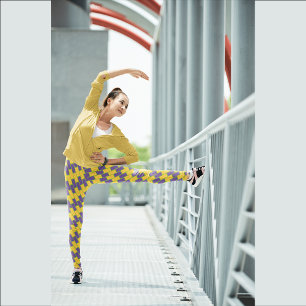 Leggings de Yoga-Mulher-Giro Amarelo Elegante