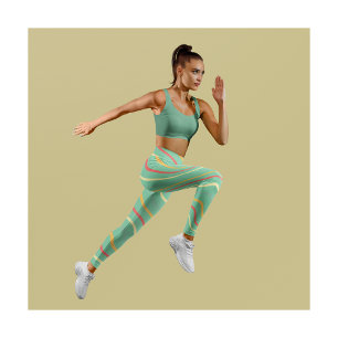 Leggings de Yoga Verde com faixa branca