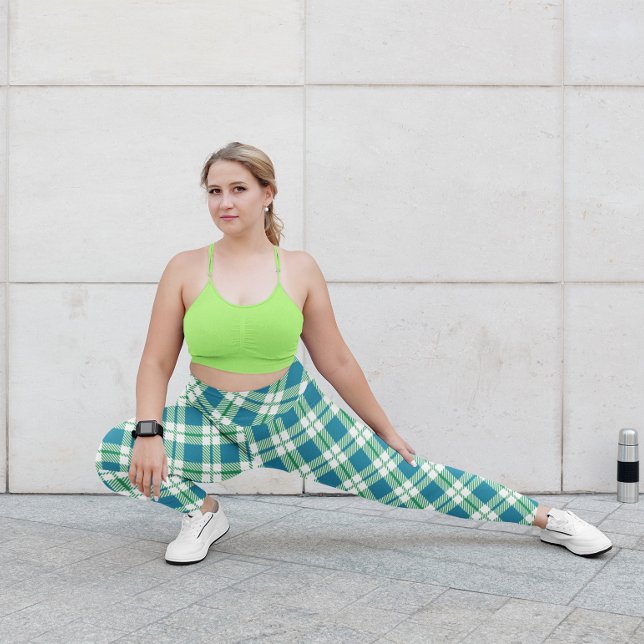 Leggings de Yoga, Xadrez Verde (Criador carregado)
