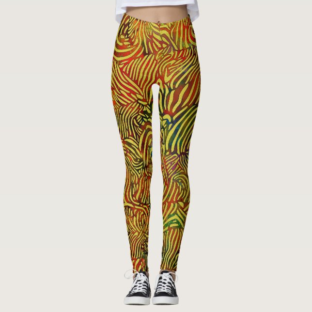 Leggings de zebra coloridas a quente (Frente)