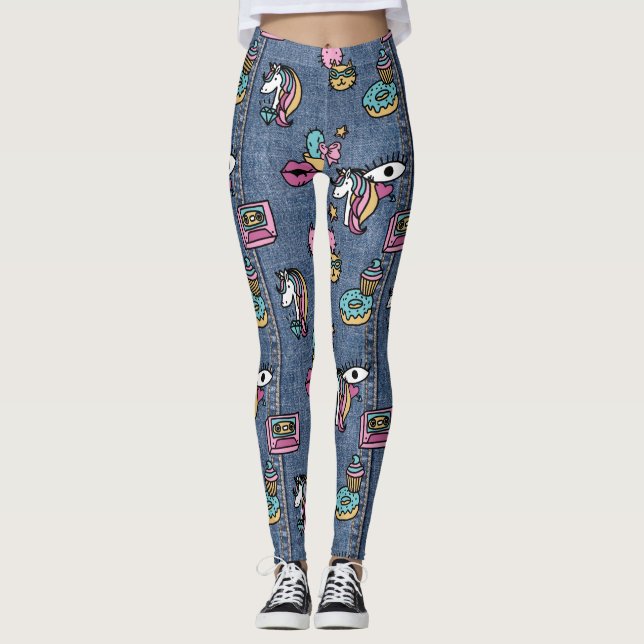 leggings denim unicórn (Frente)
