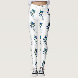 Leggings Desfile de Borboletas Azul Vibrante Voo
