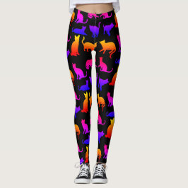 Leggings Design de Gatos Coloridos