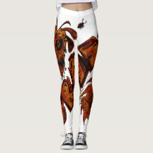 Leggings design exclusivo. Laranja castanho Louco
