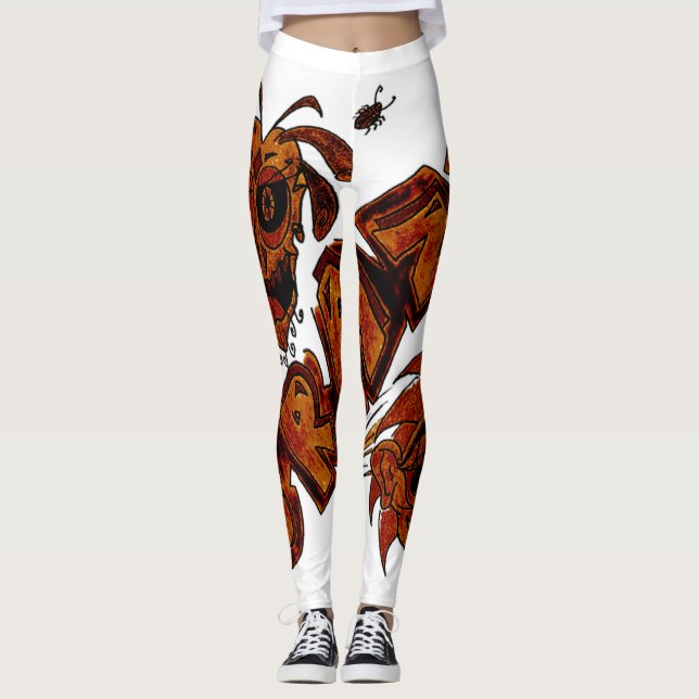 Leggings design exclusivo.  Laranja castanho Louco (Frente)