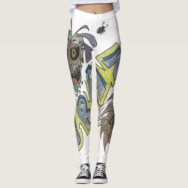 Leggings design exclusivo. Louco e colorido. (Frente)