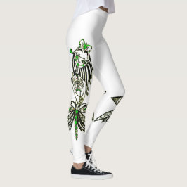 Leggings design exclusivo. Uma borboleta verde.