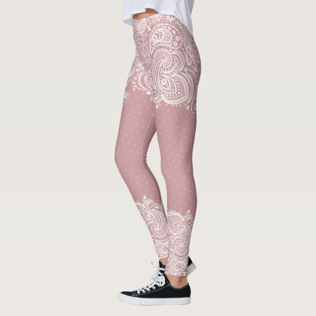 Leggings Design Girly Lace & Dots Brancos (Esquerda)