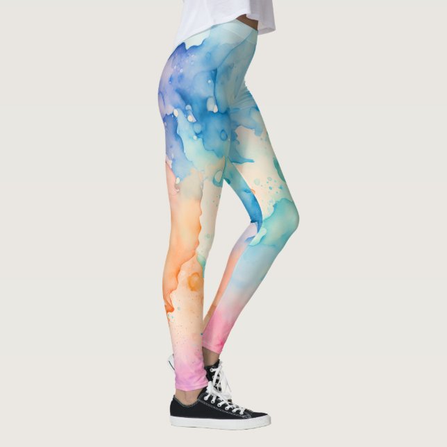 Leggings Designer de Borrifo de Aquarela (Direita)