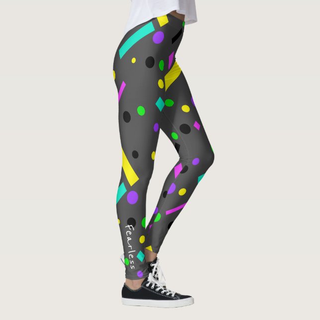 Leggings Destemidos de Arte Geométrica Abstrata Fu (Direita)