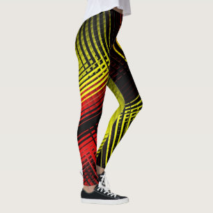 Leggings Diagonais Vermelhas Amarelas e Pretas