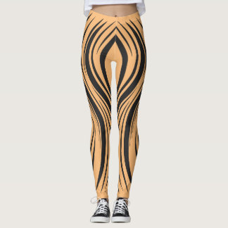 Leggings dinâmicas em preto e laranja
