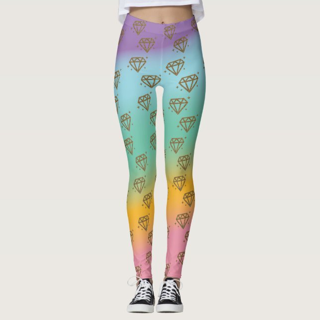 Leggings do arco-íris de Doll Diamond (Frente)