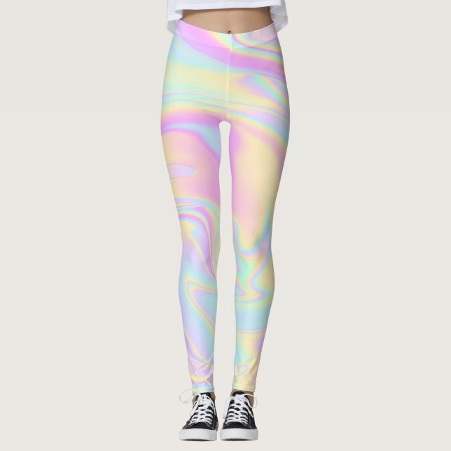Leggings do Arco-Íris de Pastel Holográfico Irides (Frente)