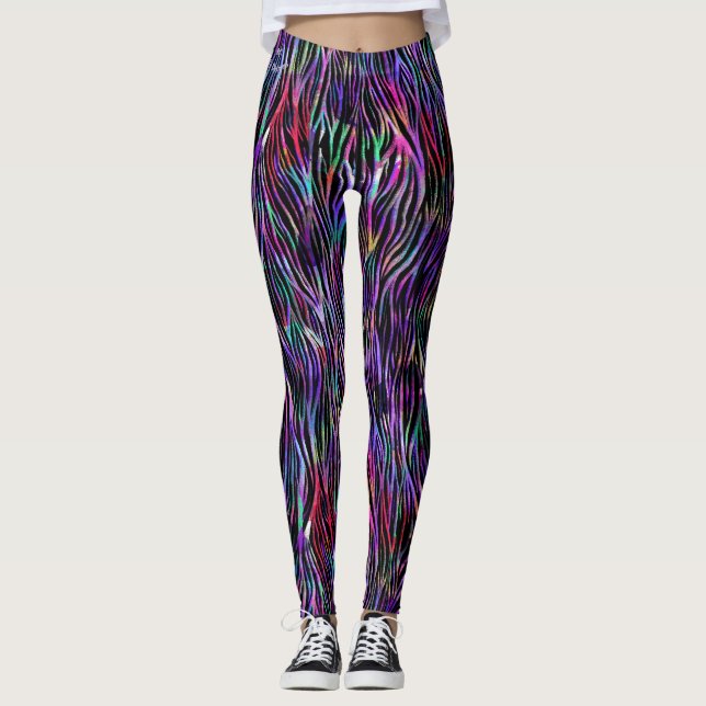 Leggings do arco-íris Zebra (Frente)