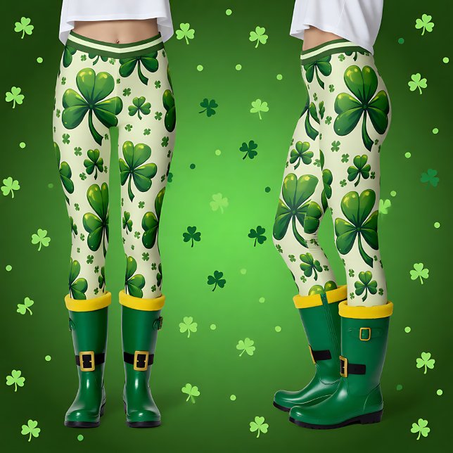 Leggings do Caos de Trevo do Dia de São Patrício (St. Patrick’s Day Clover Chaos Leggings)