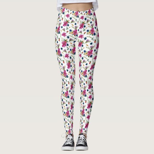 Leggings do Designer de Joyeaux Floral (Frente)