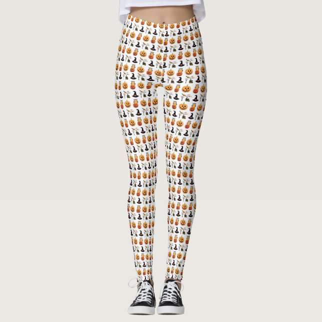 Leggings do Designer de Padrões do Halloween (Frente)