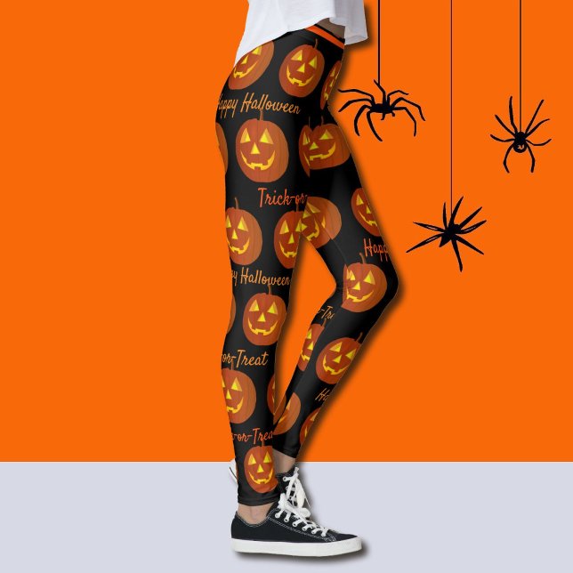 Leggings do Dia das Bruxas Jack-O-Lanternas Laranj (Criador carregado)
