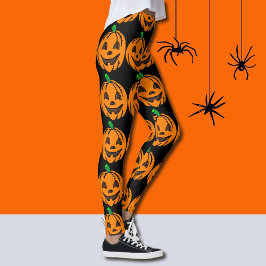 Leggings do Dia das Bruxas Jack-O-Lanternas Laranj