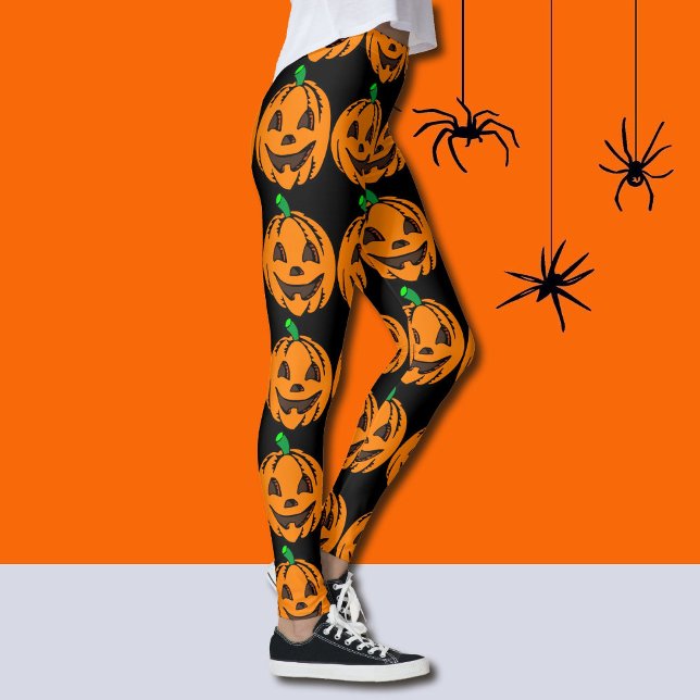 Leggings do Dia das Bruxas Jack-O-Lanternas Laranj (Criador carregado)