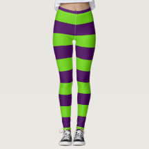 Leggings do Dia das Bruxas Verde e Roxo