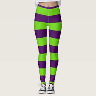 Leggings do Dia das Bruxas Verde e Roxo