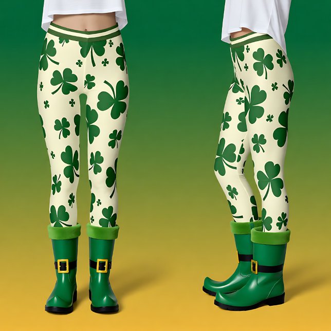 Leggings do Dia de São Patrício com Trevo (St. Patrick’s Day Shamrock Swagger Leggings)