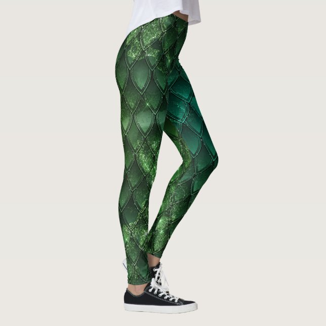 Leggings do Dragão de Gradiente Verde (Direita)
