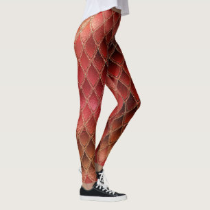 Leggings do Dragão de Gradiente Vermelho