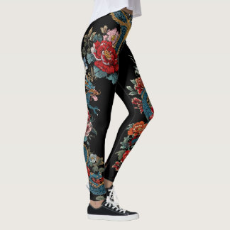 Leggings do Dragão no Estilo de Tatuagem Japonês