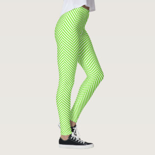 Leggings do estilo de chevron branco e verde