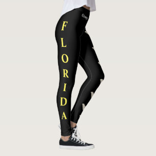 Leggings do Flor Laranja do Flor Negro da Flórida