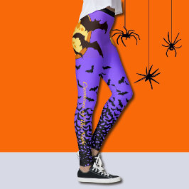 Leggings do Halloween Personalizam Bats Lâmpada Co