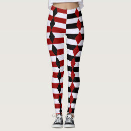 Leggings do Halloween Vermelho e Preto do Harlequi