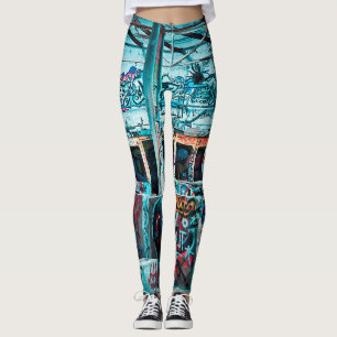 Leggings do Muro de Arte de Grafite Abandonado